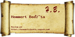Hemmert Beáta névjegykártya