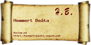 Hemmert Beáta névjegykártya